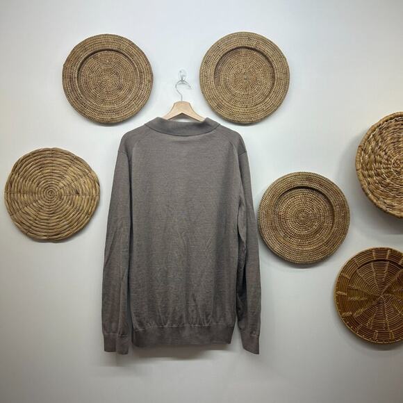 NEW $278 Jack Victor Taupe Brown Collared Long Sleeve Polo Sweater Mens XL - Picture 2 of 9